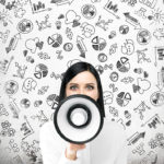 Woman with loudspeaker