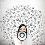 Woman with loudspeaker